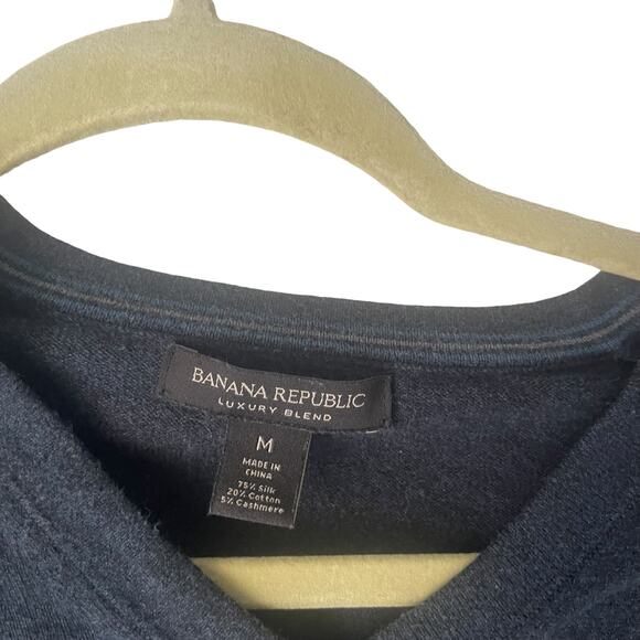 Banana Republic Men's Size Medium Silk Cashmere Blue Henley Sweater - Picture 4 of 8